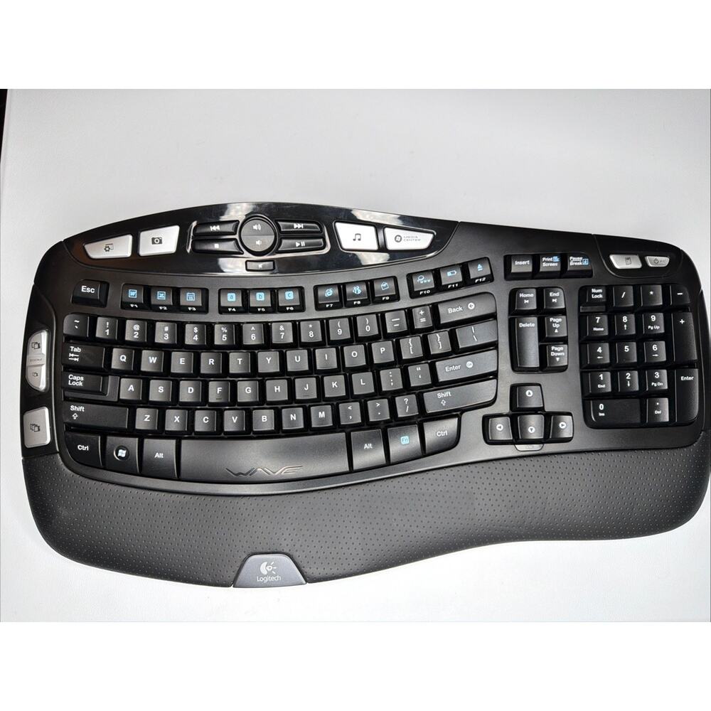 Logitech K350 Wave Keyboard Black NO USB Receiver Dongle Excellent Condition.